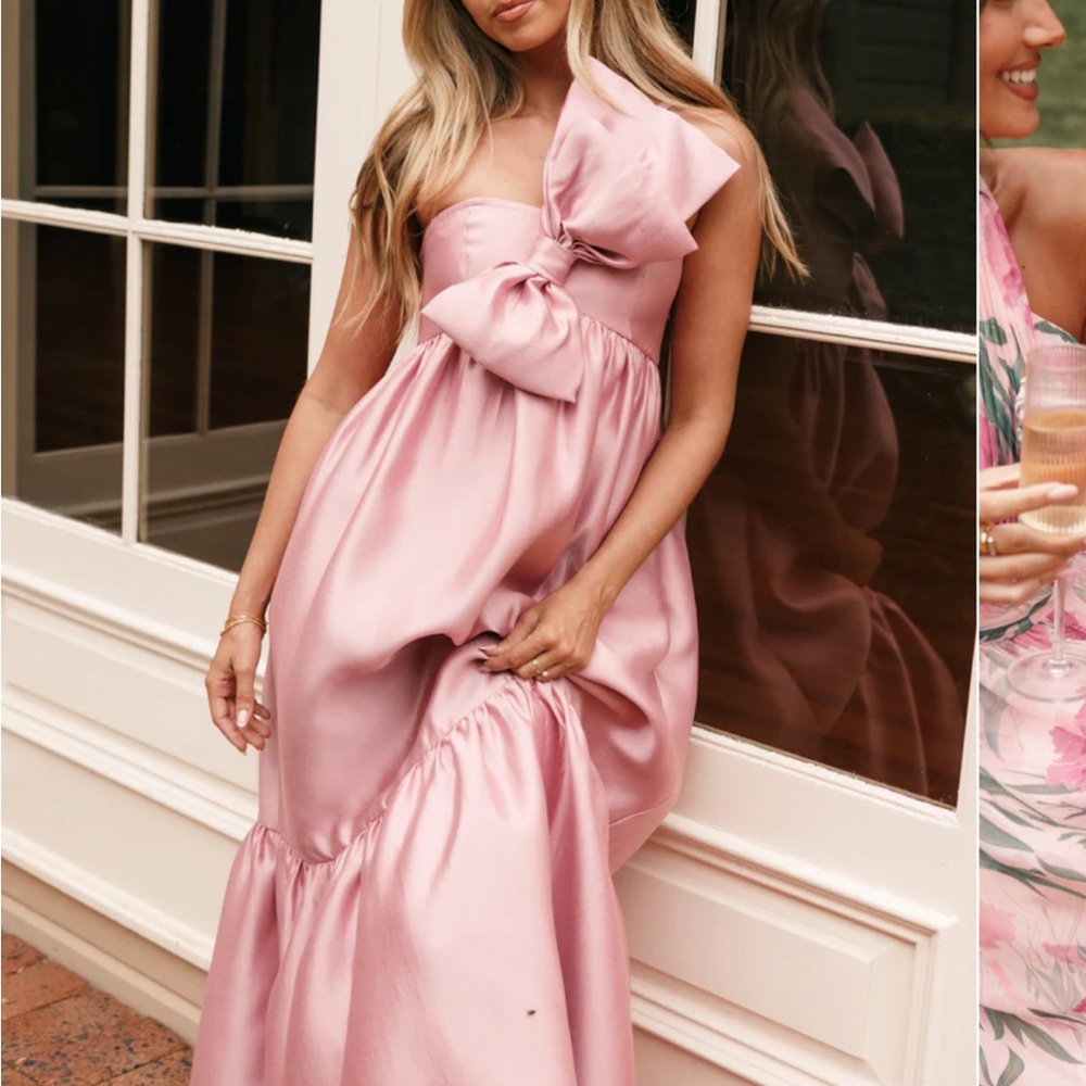 BETINA BOW FRONT MAXI DRESS - DUSTY ROSE